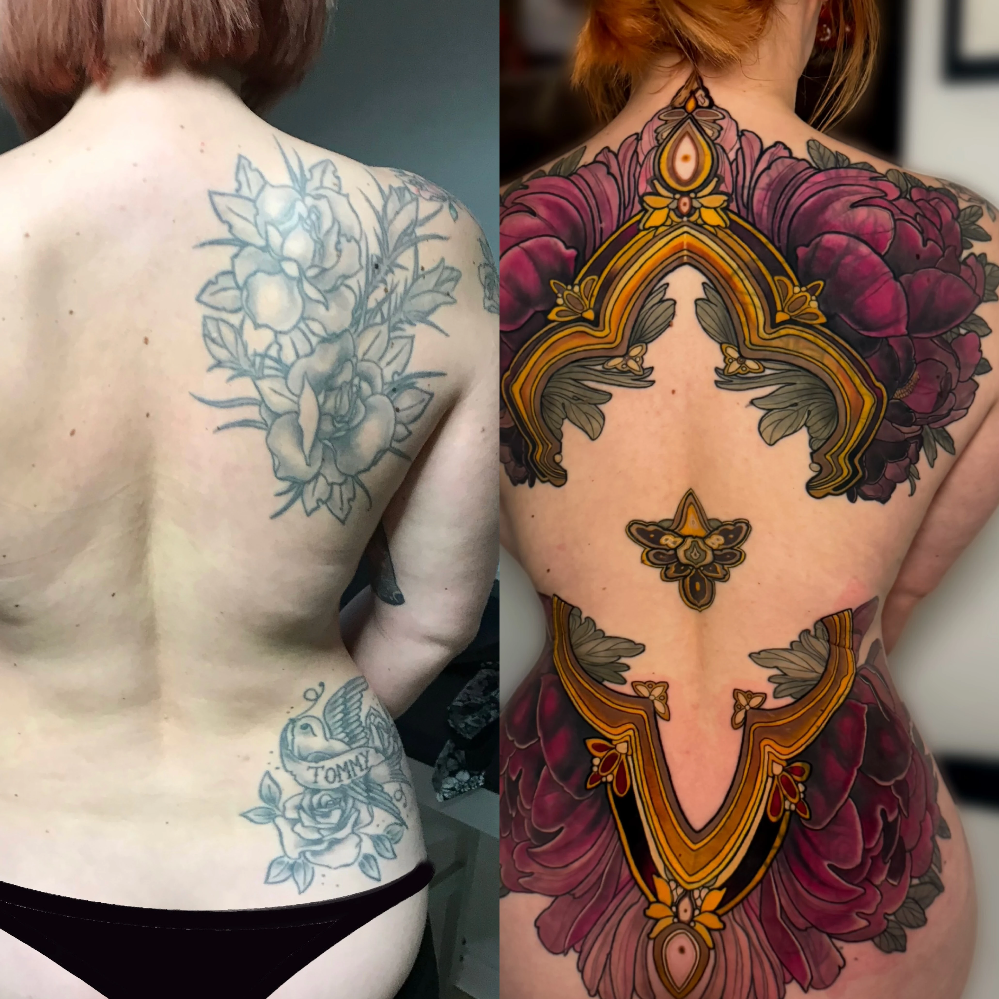 Cover-up and Neo Traditional tattoo by Nastia Zlotin