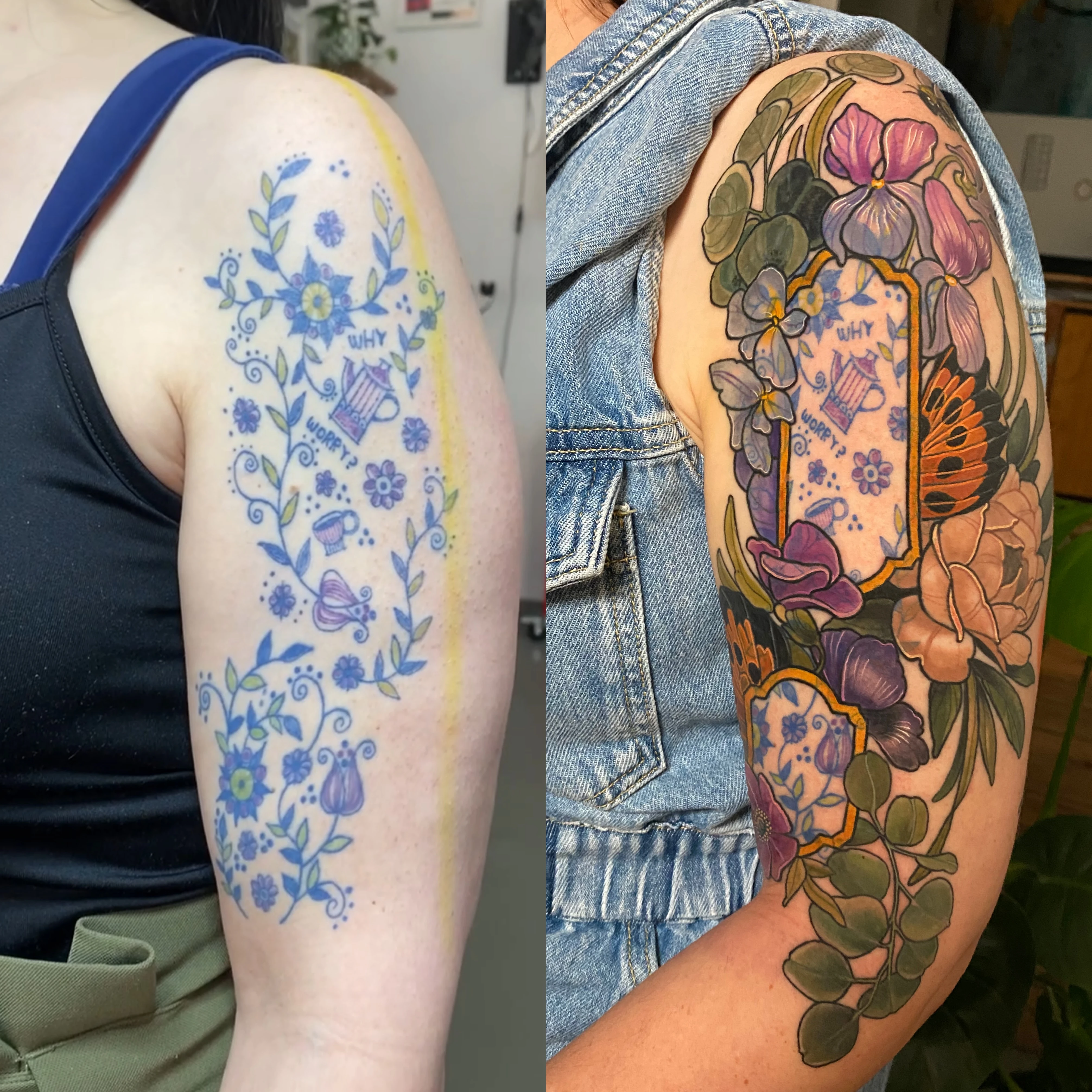 Cover-up and Neo Traditional tattoo by Nastia Zlotin
