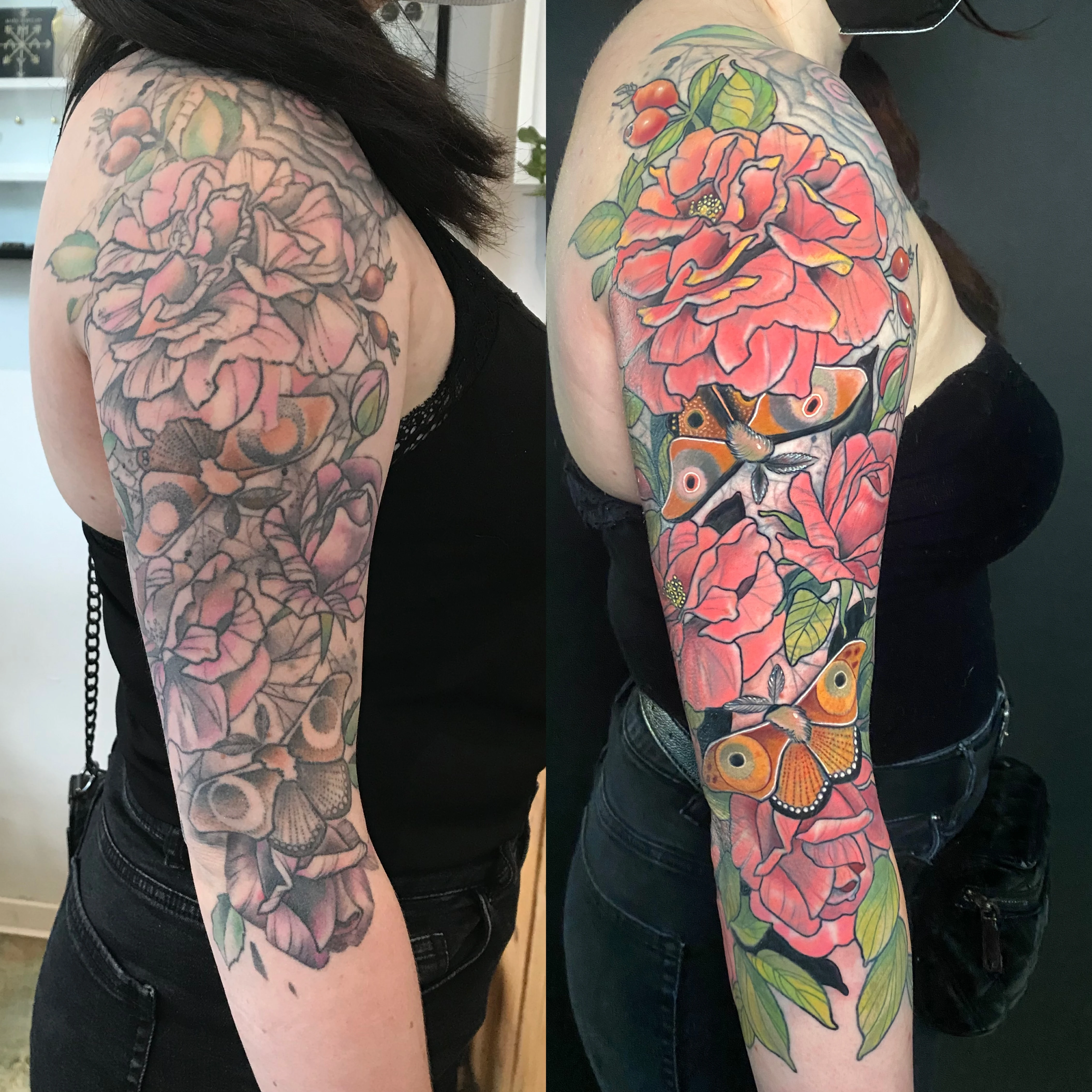 Cover-up, Floral & Botanic and Neo Traditional tattoo by Nastia Zlotin