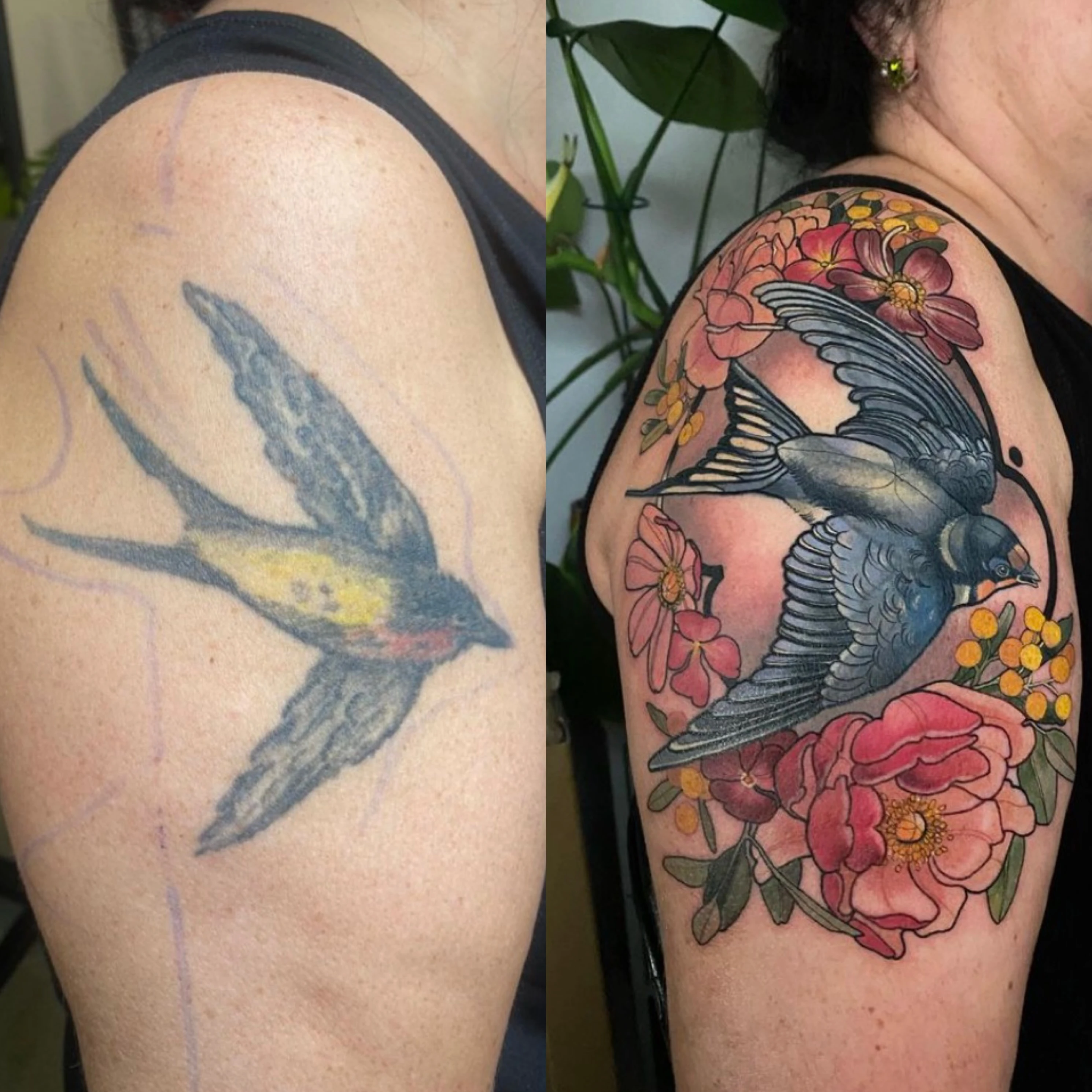 Cover-up and Neo Traditional tattoo by Nastia Zlotin