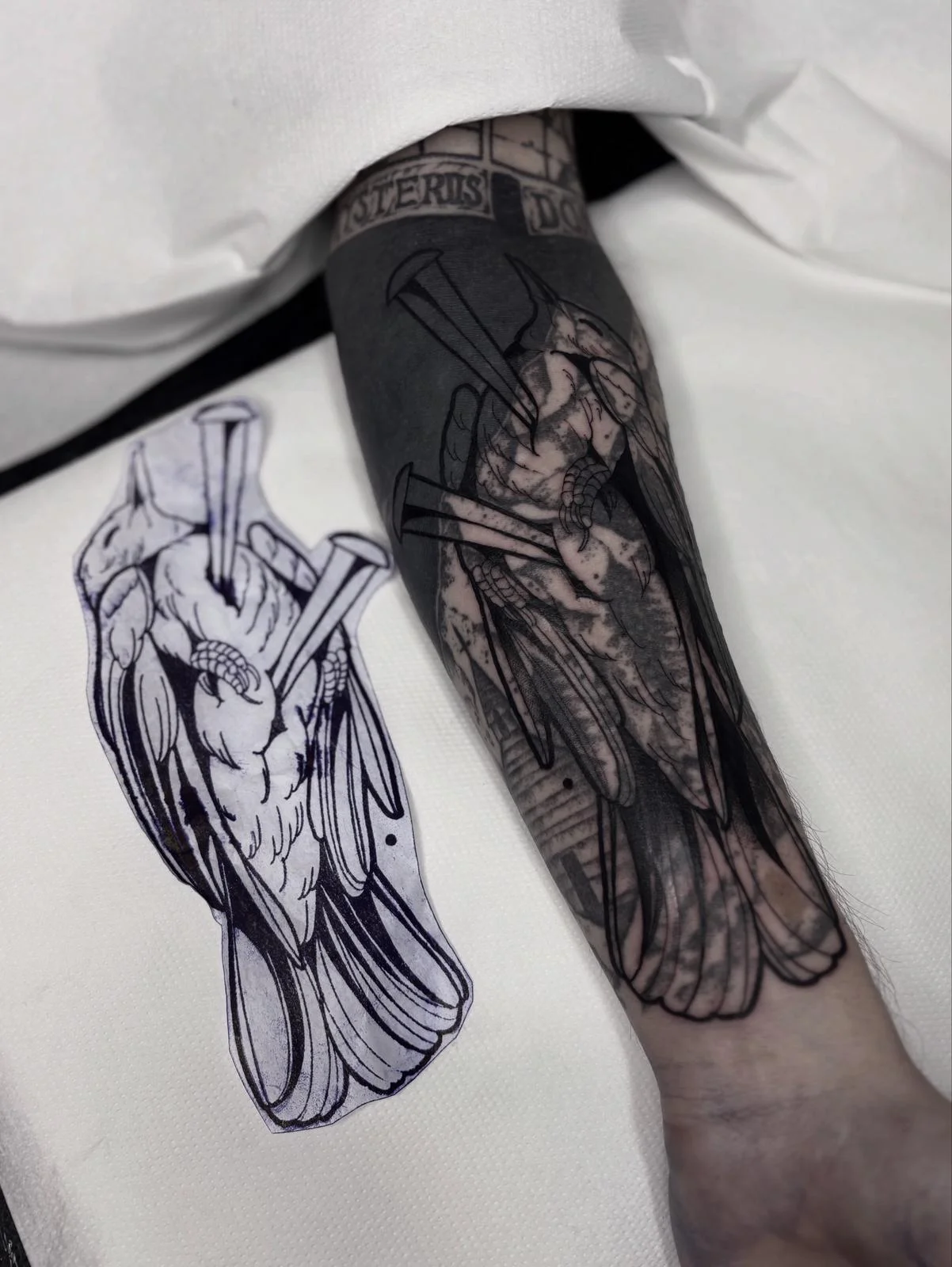 Illustrative and Blackwork tattoo by Sinah Ra
