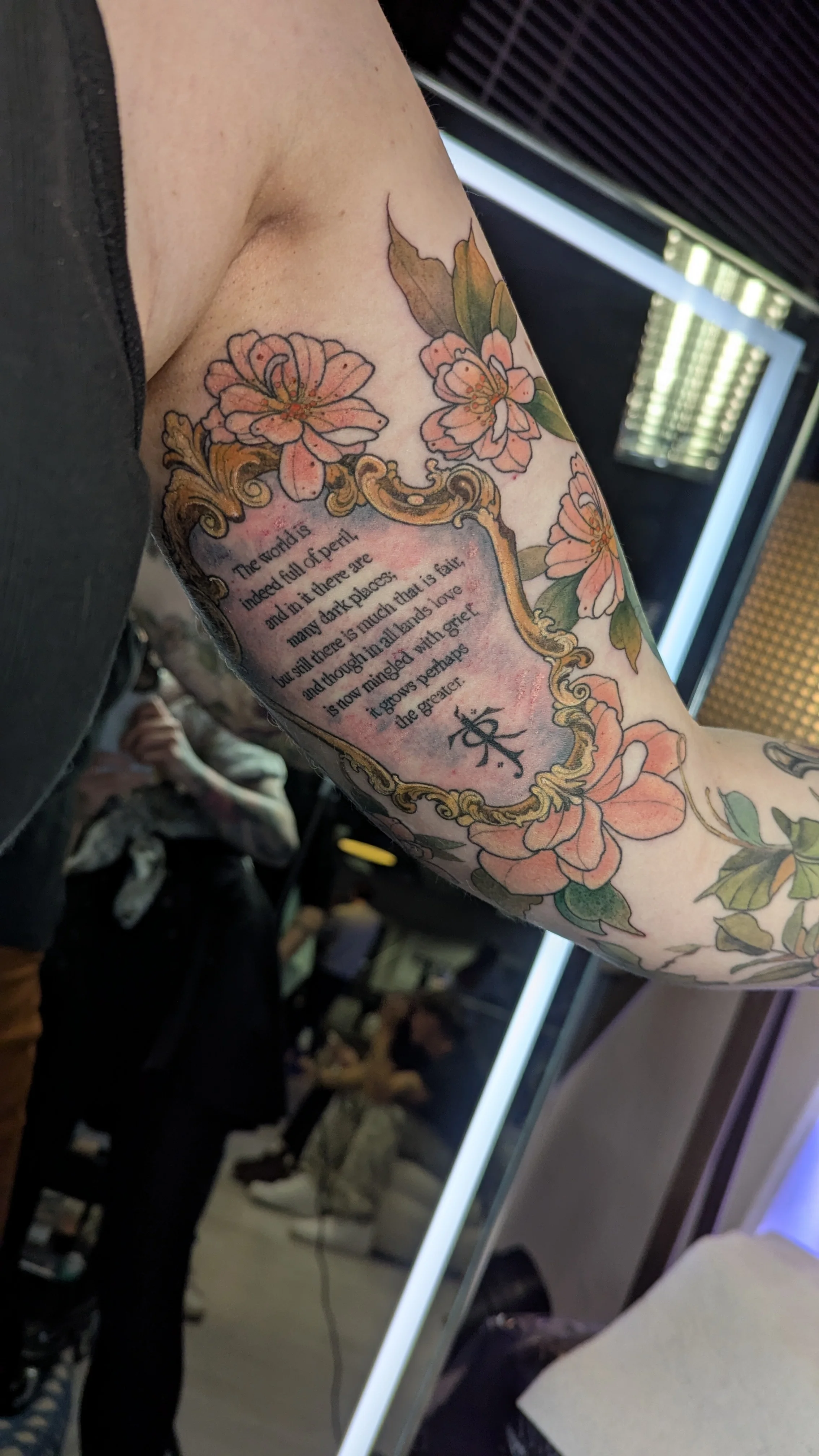Illustrative, Neo Traditional, Floral & Botanic, Art Nouveau and Script - Calligraphy tattoo by Sera
