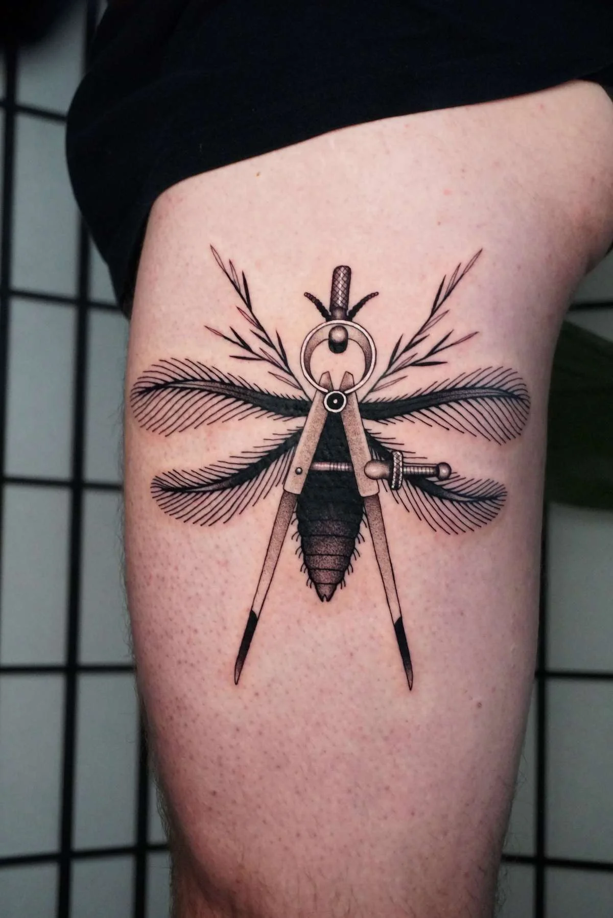 Blackwork and Surrealism tattoo by Ed Zlotin
