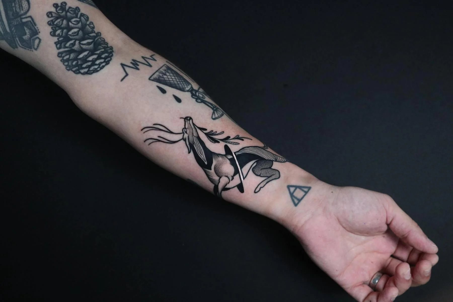 Blackwork, Illustrative and Surrealism tattoo by Ed Zlotin