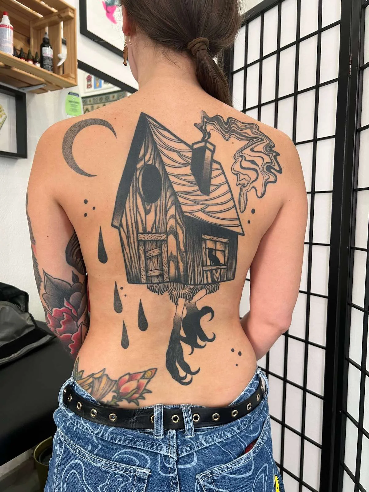 Blackwork and Illustrative tattoo by Ed Zlotin