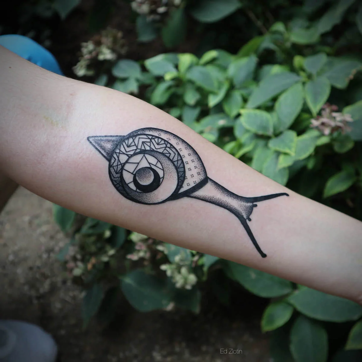 Blackwork, Dotwork and Surrealism tattoo by Ed Zlotin