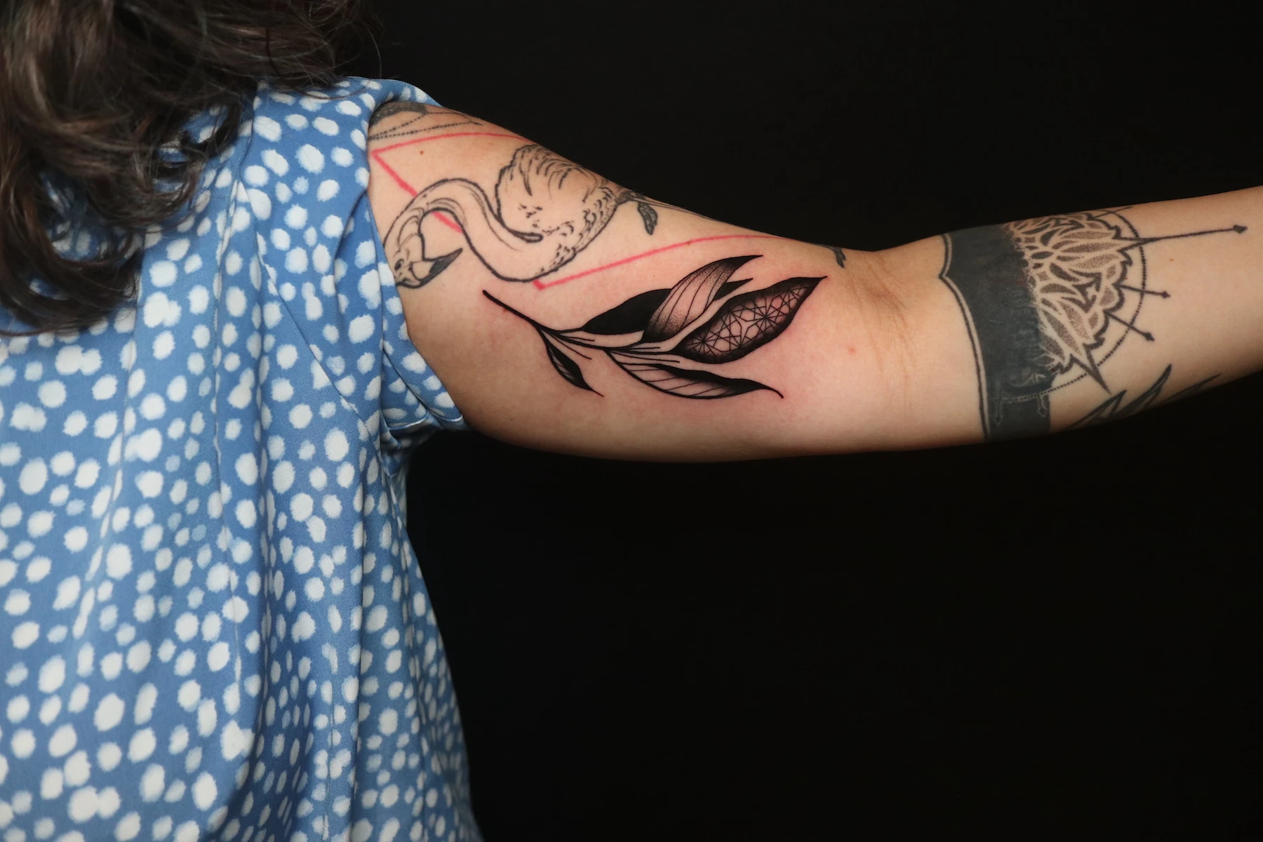 Blackwork and Floral & Botanic tattoo by Ed Zlotin