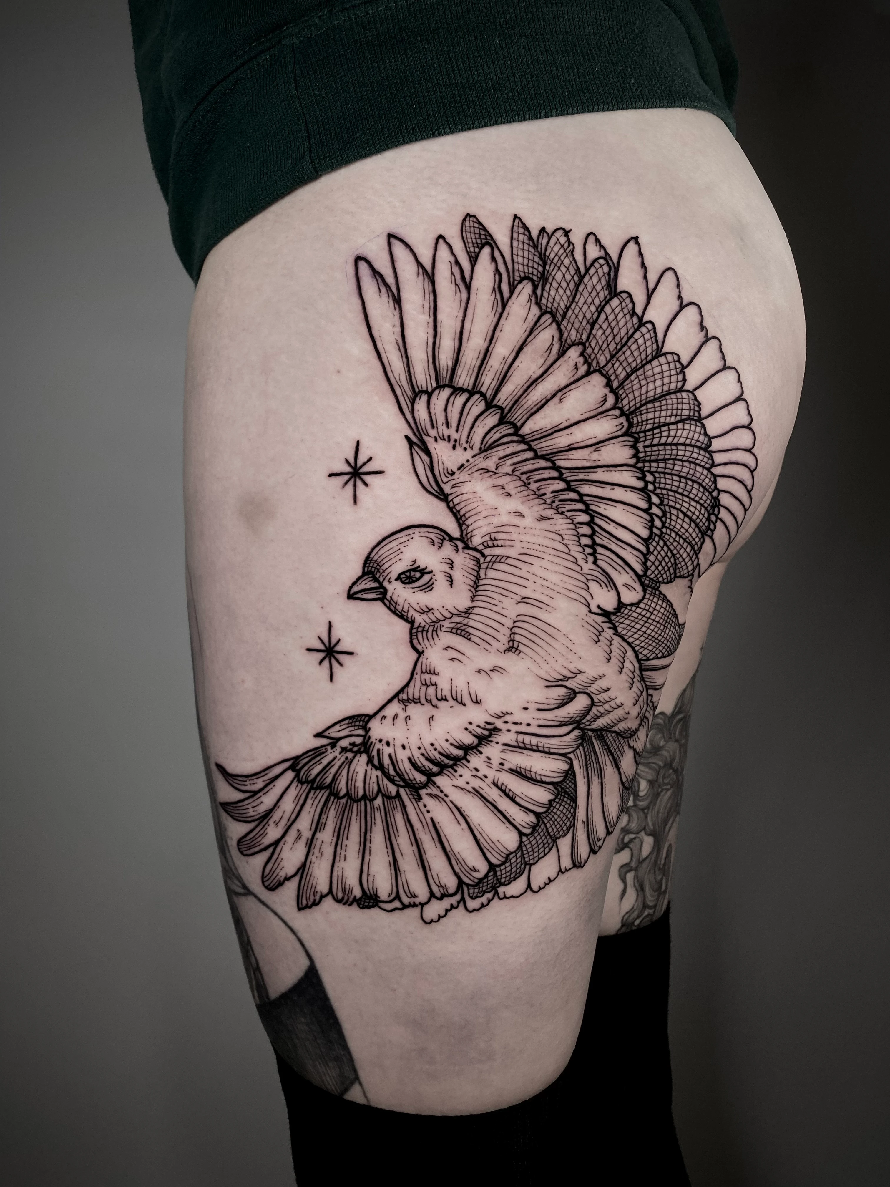 Linework and Engraving tattoo by Gil